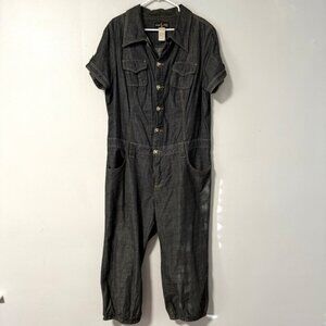 Baby Phat Womens Denim Jumpsuit Short Sleeve 100% Cotton Capri Length 18 Y2K